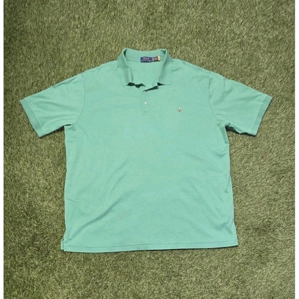 Polo Ralph Lauren Shirt Mens 3XLT Big & Tall Green Short Sleeve Flesh Pony 3XL